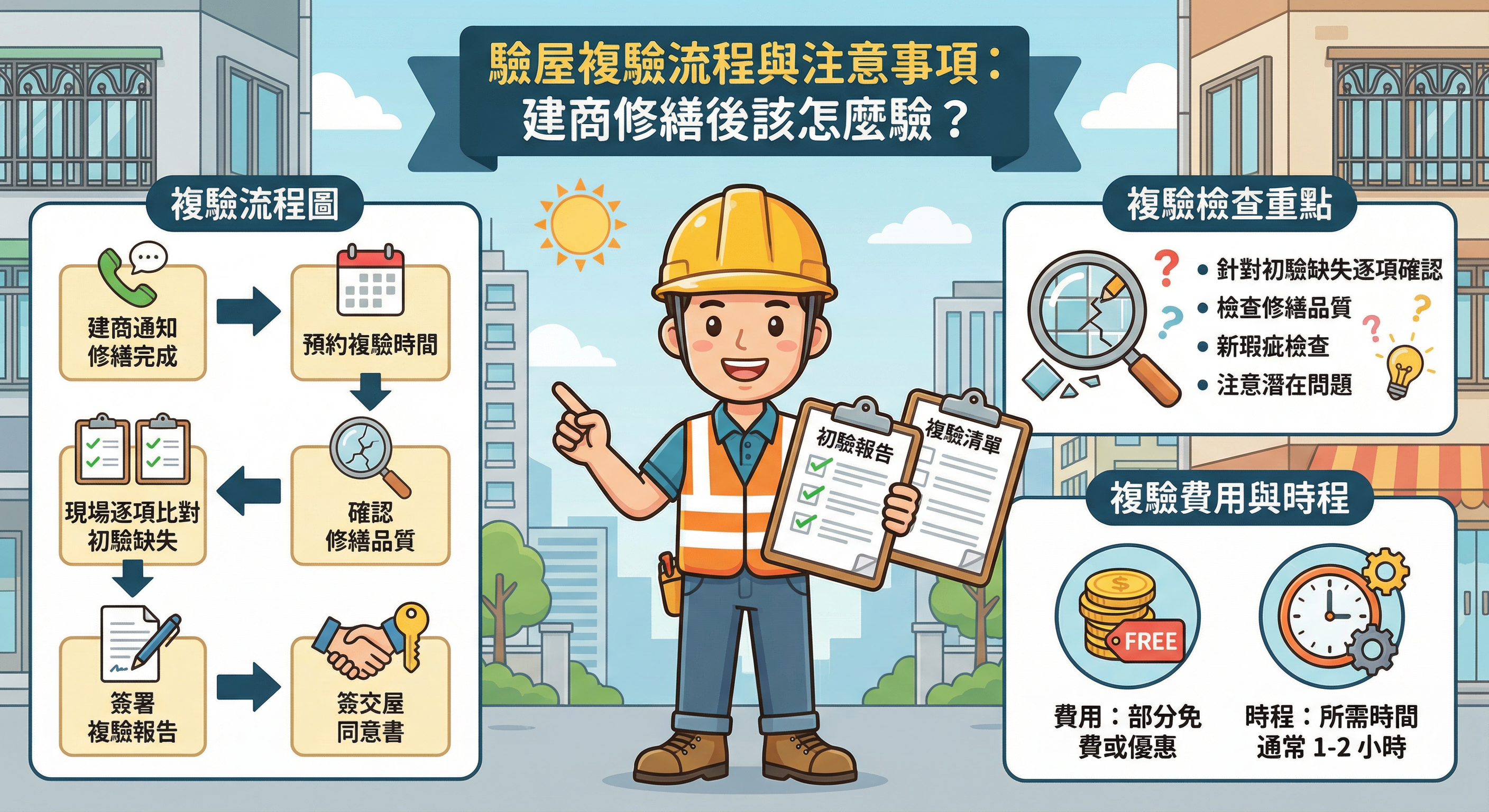 驗屋複驗流程與注意事項：建商修繕後該怎麼驗？
